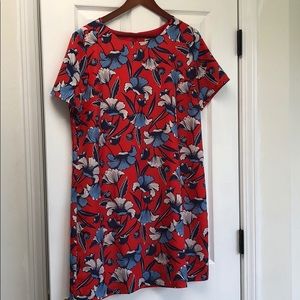 J. Crew Red and Blue Floral Dress in Size 16